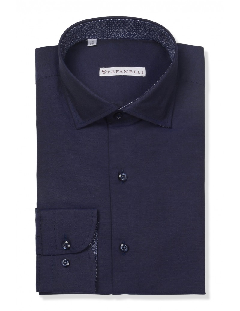 Camicie da Uomo - Camicia uomo cotone 100%, oxford blu navy: